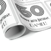 60番目の誕生日:インスパイアアールデコスタイル「60」 +名前 ラッピングペーパー (ロールコーナー)