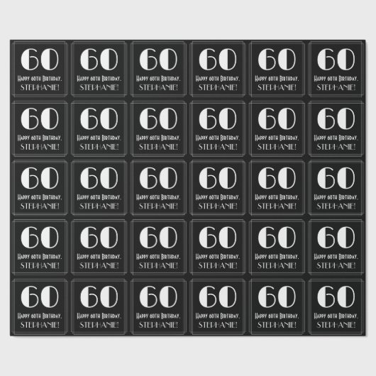 60番目の誕生日-インスパイアアールデコ検索"60",名前 ラッピングペーパー (シーム)