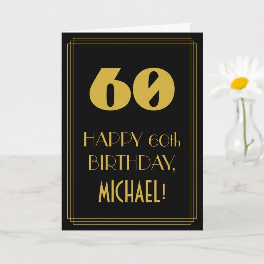 60番目の誕生日-インスパイアアールデコ検索"60" & Name カード (小さな植物)