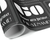 60番目の誕生日:インスパイアアールデコ検索「60」 & Name ラッピングペーパー (ロールコーナー)
