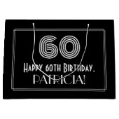 60番目の誕生日:インスパイアアールデコ「60」の外観と名前 ラージペーパーバッグ (正面)
