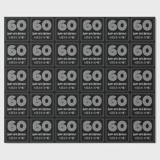60番目の誕生日:インスパイアアールデコ「60」を検索（名前あり） ラッピングペーパー (フラット)