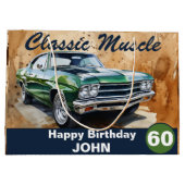 60番目の誕生日、クラシックマッスルカーラージ抱き枕 ラージペーパーバッグ (裏面)