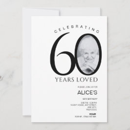 60番目の誕生日(写真付き)、写真付き、ミニマリスト 招待状