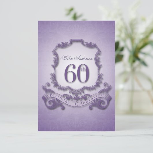 60番目の誕生祝いヴィンテージフレーム–2- 招待状 (スタンド正面)