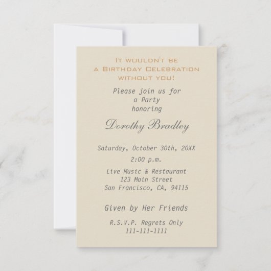 60番目の誕生祝い回転木馬カスタム招待状 招待状 (裏面)