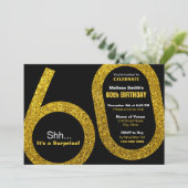60番目の金ゴールドグリッター誕生日招待状 招待状 (スタンド正面)