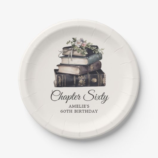 60番目の | ヴィンテージビクトリアンブック誕生日 ペーパープレート (正面)