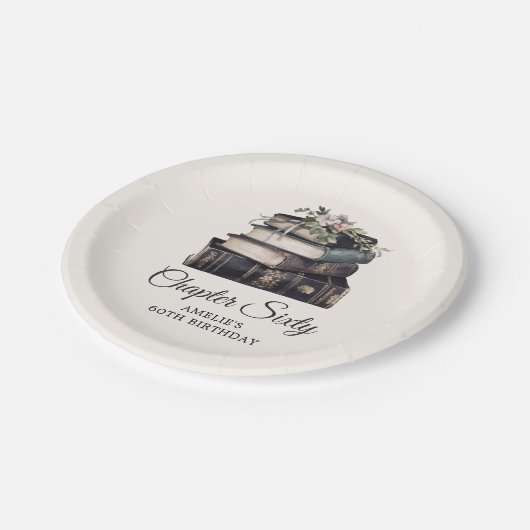 60番目の | ヴィンテージビクトリアンブック誕生日 ペーパープレート (アングル)