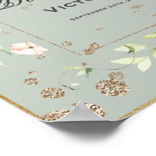 60番目60六十誕生日フローラセージ緑 ポスター (角)