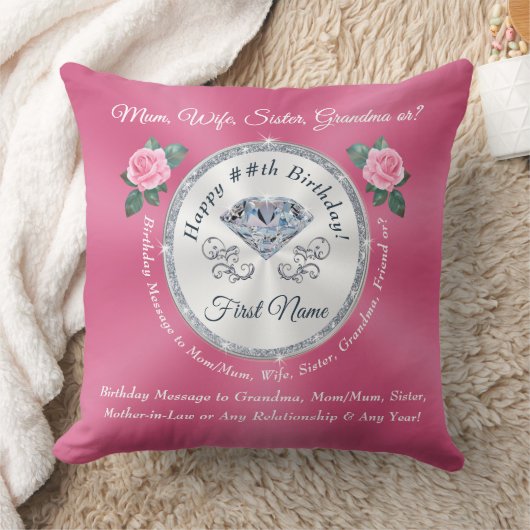 60番目、75番目、80番目、90番目、または100番目の誕生日プレゼント クッション