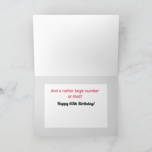 60番誕生日ユーモアのあるカード！カード カード (内部)