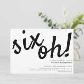 60番誕生日6歳！ミニマル白黒 おもしろい 招待状 (スタンド正面)