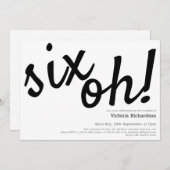 60番誕生日6歳！ミニマル白黒 おもしろい 招待状 (正面/裏面)