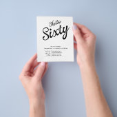 60白黒バジェット60誕生日招待状 チラシ (手)