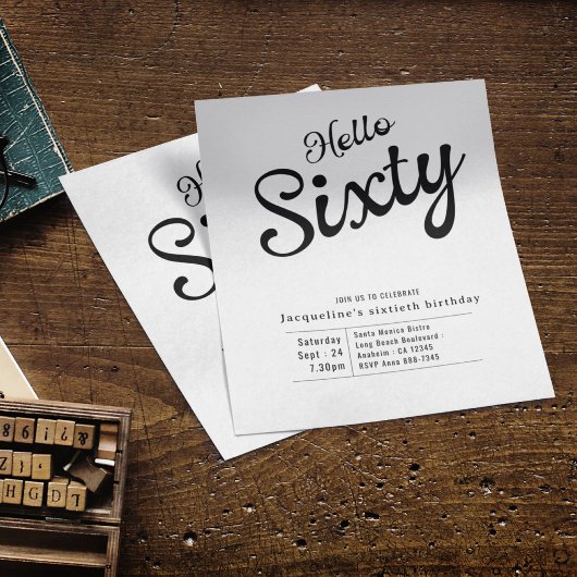 60白黒バジェット60誕生日招待状 チラシ