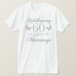 60祝周年記念 Tシャツ<br><div class="desc">キュラシッエレガントクなタイポグラフィと蝶とユニークの結婚記念日のギフトアイディアに美しくデザイン。</div>