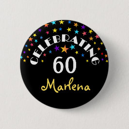 60祝番目の誕生日星のピンまたはボタン 缶バッジ