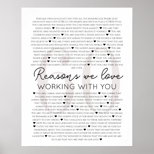 60私たちはあなたと一緒に働くことが大好きな理由， 70誕生日 ポスター (正面)