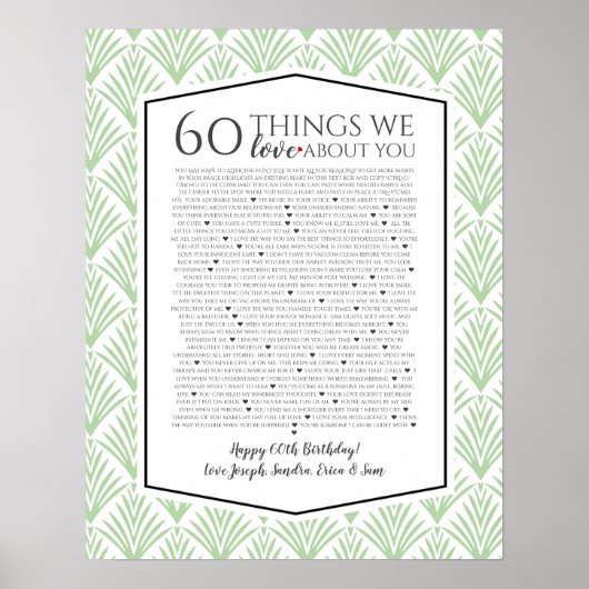 60私たちはあなたについて愛するアールデコファン1920 ポスター (正面)