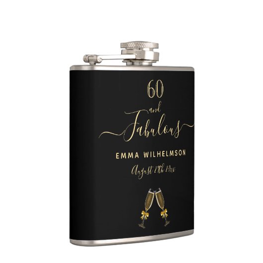 60素敵な誕生日ブラックモノグラム写真 フラスク (右)