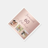 60素晴らしいカスタムバラフォト金ゴールド誕生日パーティー スタンダードカクテルナプキン (角)