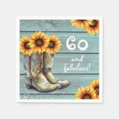 60素晴らしいカントリー素朴サンフラワーブーツカスタム スタンダードカクテルナプキン (正面)