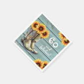 60素晴らしいカントリー素朴サンフラワーブーツカスタム スタンダードカクテルナプキン (角)