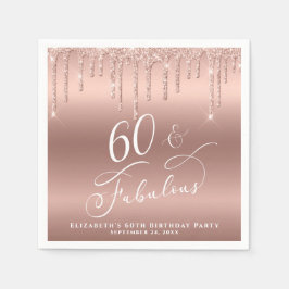 60素晴らしいグリッターバラ金ゴールド誕生日パーティー スタンダードカクテルナプキン