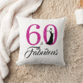 60素晴らしいホットピンクグリッター60th誕生日パーティー クッション (ブランケット)