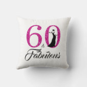 60素晴らしいホットピンクグリッター60th誕生日パーティー クッション (裏面)