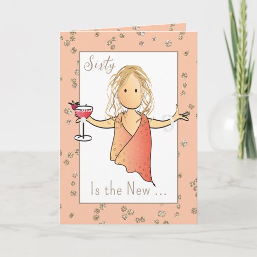 60素晴らしい漫画マルガリータおもしろい60誕生日 カード (正面)