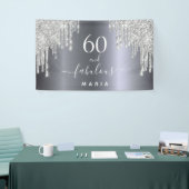 60素晴らしい誕生日きらめくグリッター銀 横断幕 (トレードショー)