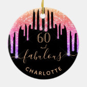 60素晴らしい誕生日の黒い虹のグリッター輝き セラミックオーナメント (裏面)