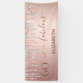 60素晴らしい誕生日バラ金ゴールドグリッター銀名 横断幕 (縦)