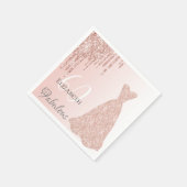 60素晴らしい誕生日バラ金ゴールドドレスグリッタードリップ スタンダードカクテルナプキン (角)