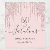 60素晴らしい誕生日バラ金ゴールド赤面グリッター ワインラベル (シングルラベル)