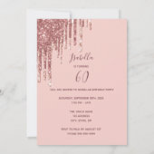 60素晴らしい誕生日パーティーバラ金ゴールドグリッタードリップ 招待状 (裏面)