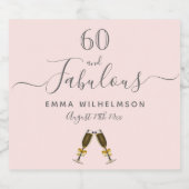 60素晴らしい誕生日パーティーバラ金ゴールドピンク スパークリングワインラベル (シングルラベル)