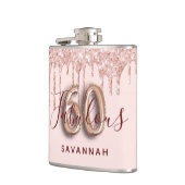 60素晴らしい誕生日パーティーバラ金ゴールド赤面グリッター フラスク (左)