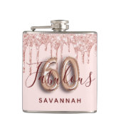 60素晴らしい誕生日パーティーバラ金ゴールド赤面グリッター フラスク (正面)