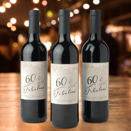 60素晴らしい誕生日金ゴールドグリッター パーソナライズされた ワインラベル