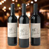 60素晴らしい誕生日金ゴールドグリッター パーソナライズされた ワインラベル