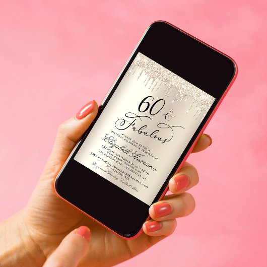 60素晴らしい金ゴールドグリッター誕生日パーティー 招待状