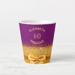 60素晴らしい金ゴールド弓パープル名スパークル年齢 カフェラテマグ