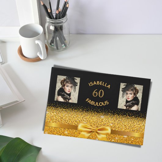 60素晴らしい60th誕生日パーティーのブラックフォト ゲストブック