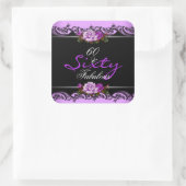 60素晴らしい60th誕生日パーティーマウヴバラ スクエアシール (バッグ)