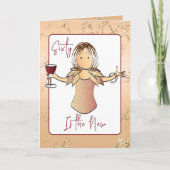 60素晴らしいGlam漫画レッドワイン60誕生日 カード (正面)