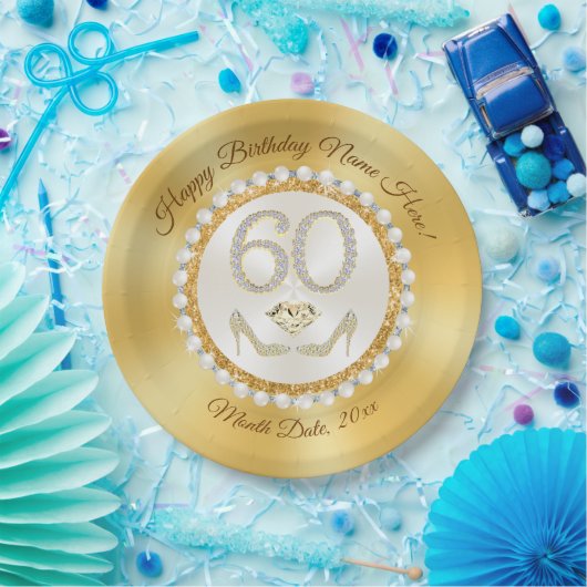 60素晴らし番目の誕生日紙プレート, パーソナライズされた ペーパープレート (パーティー)