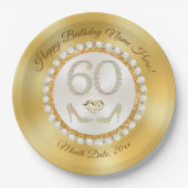 60素晴らし番目の誕生日紙プレート, パーソナライズされた ペーパープレート (正面)